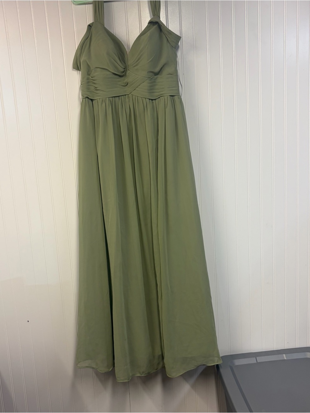 Azazie Sage Green Chiffon Maxi Dress Size 14
